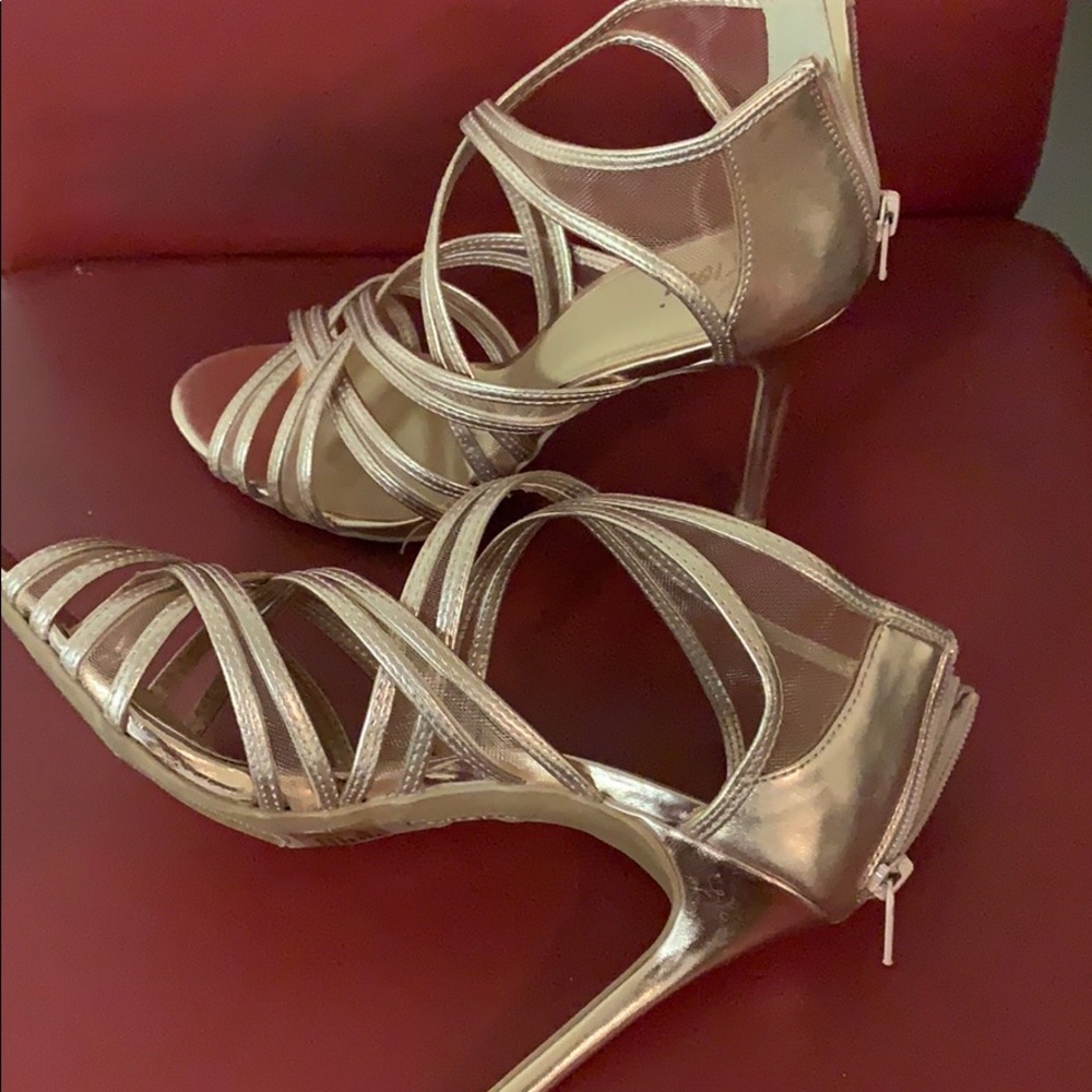 Rose gold metallic high heels